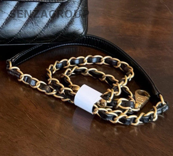 Chanel Cocohandle MM Calfskin Top Handle Bag Chain Crossbody Black Gold Women