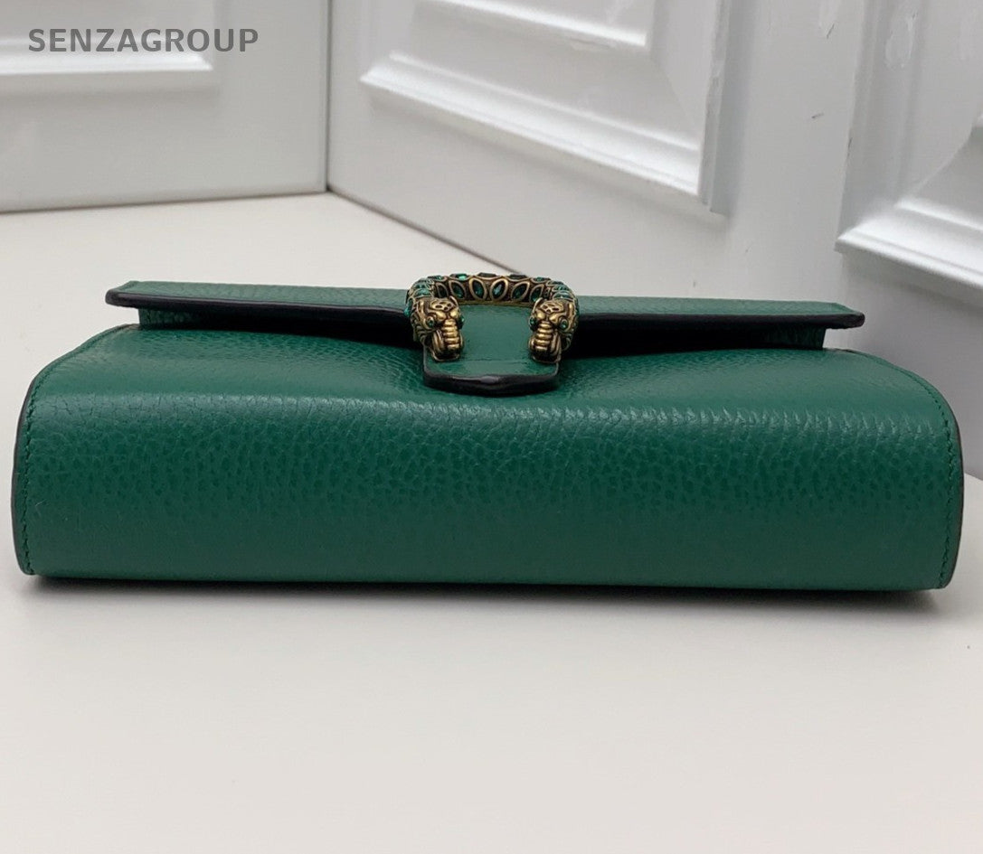 Gucci Dionysus WOC Chain Crossbody Clutch Green Silver Women Classic