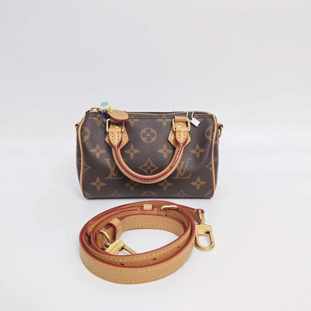 Louis Vuitton Speedy Nano Canvas Handbag Crossbody Bag Excellent