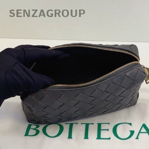 Bottega Veneta Intrecciato Mini Leather Crossbody Black Silver Women Classic