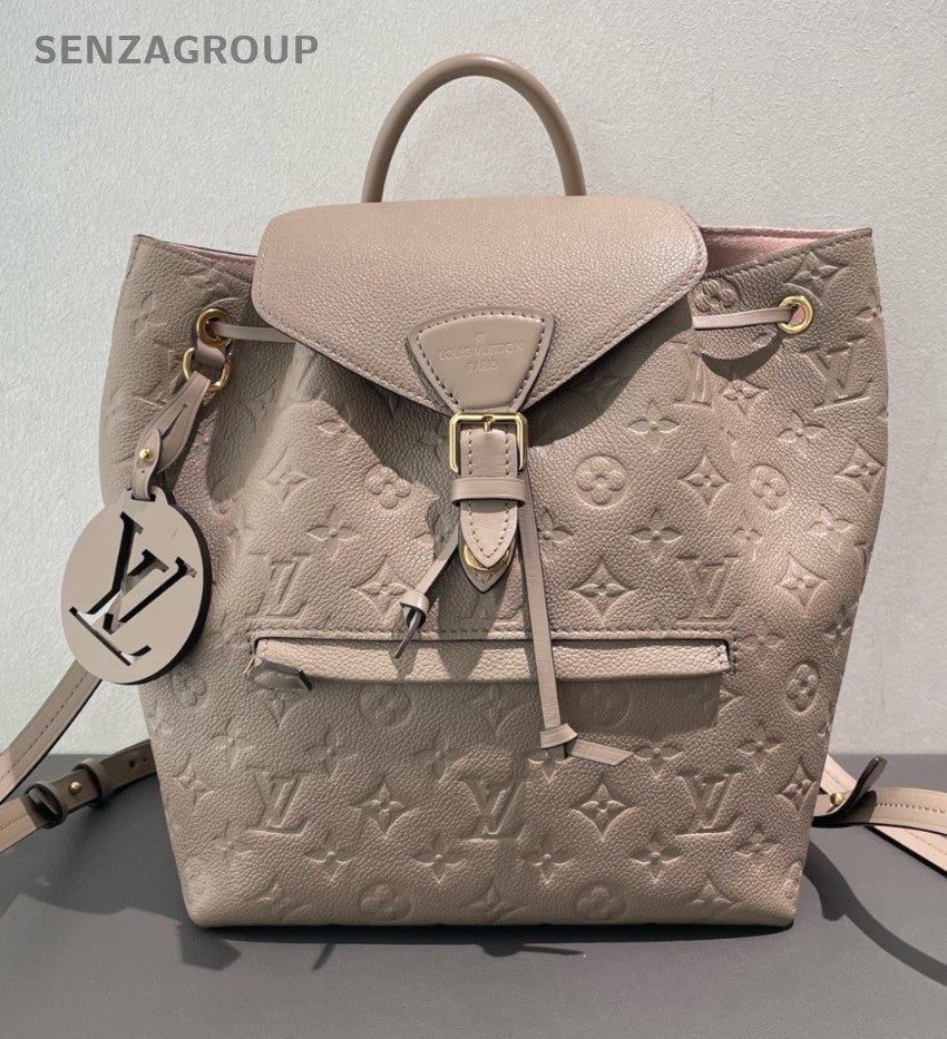 Louis Vuitton Montsouris Monogram Backpack Gray Pink Gold Women Classic