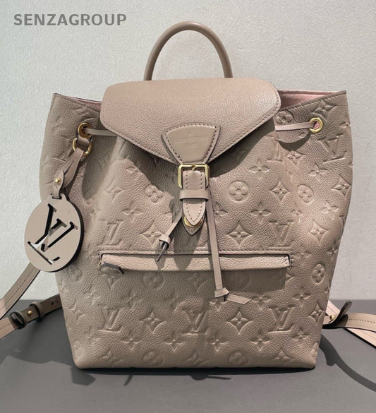 Louis Vuitton Montsouris Monogram Backpack Gray Pink Gold Women Classic