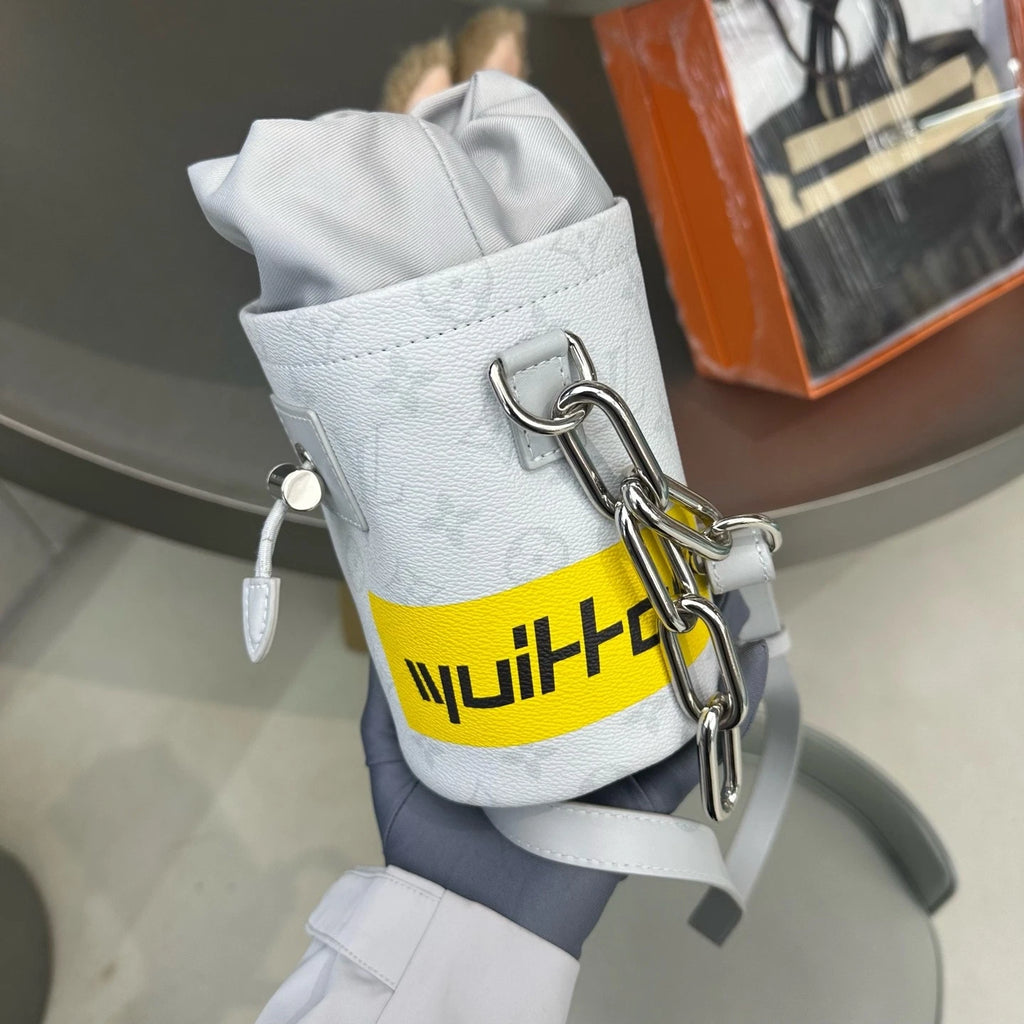 Louis Vuitton Chalk Nano Gray Bucket Bag for Women