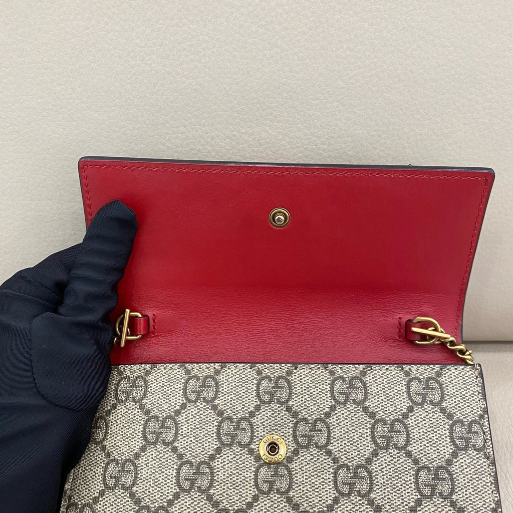 Gucci Canvas Cherry Pattern Chain WOC Crossbody Bag For Women