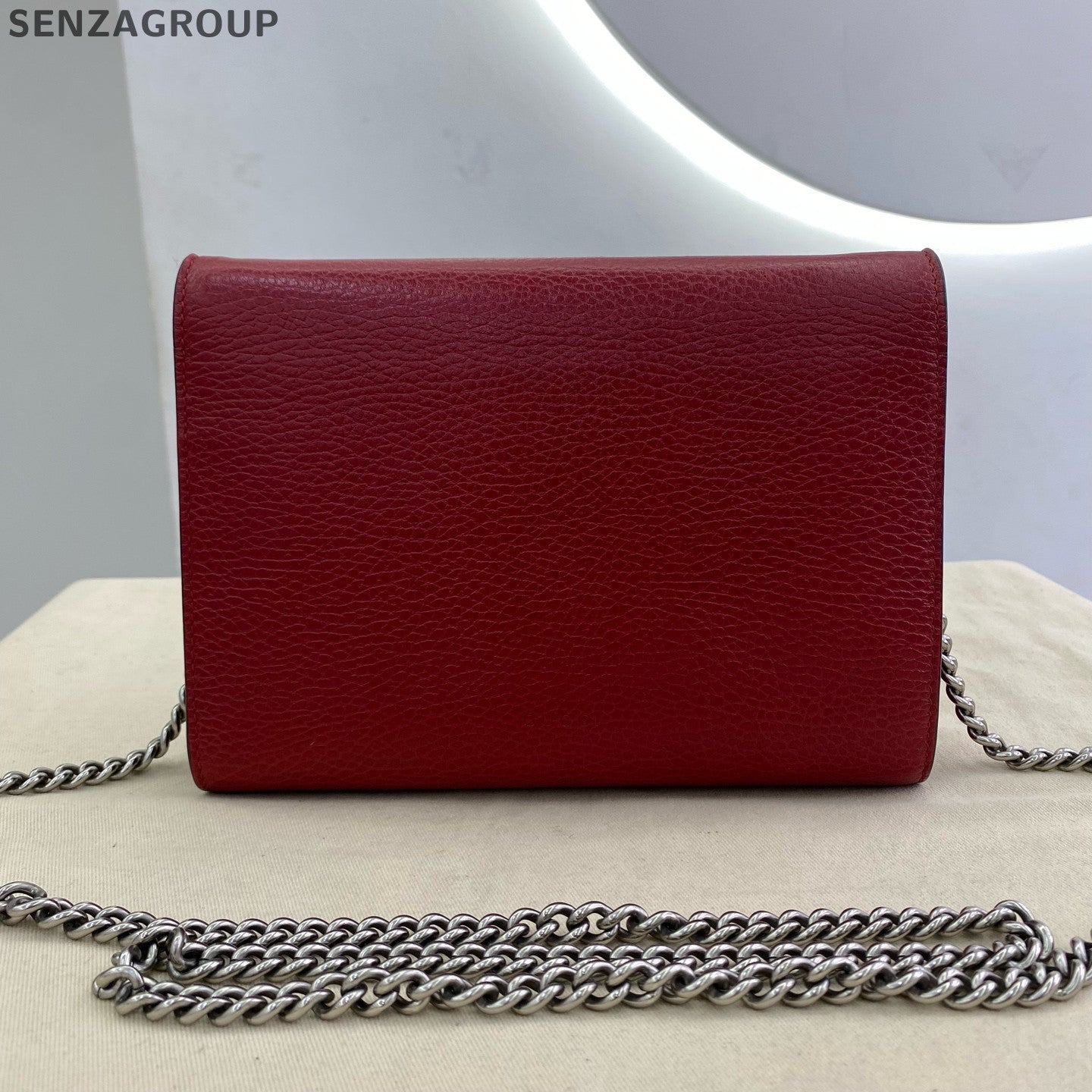Gucci Dionysus WOC Chain Shoulder Crossbody Bag Red Silver Classic Women