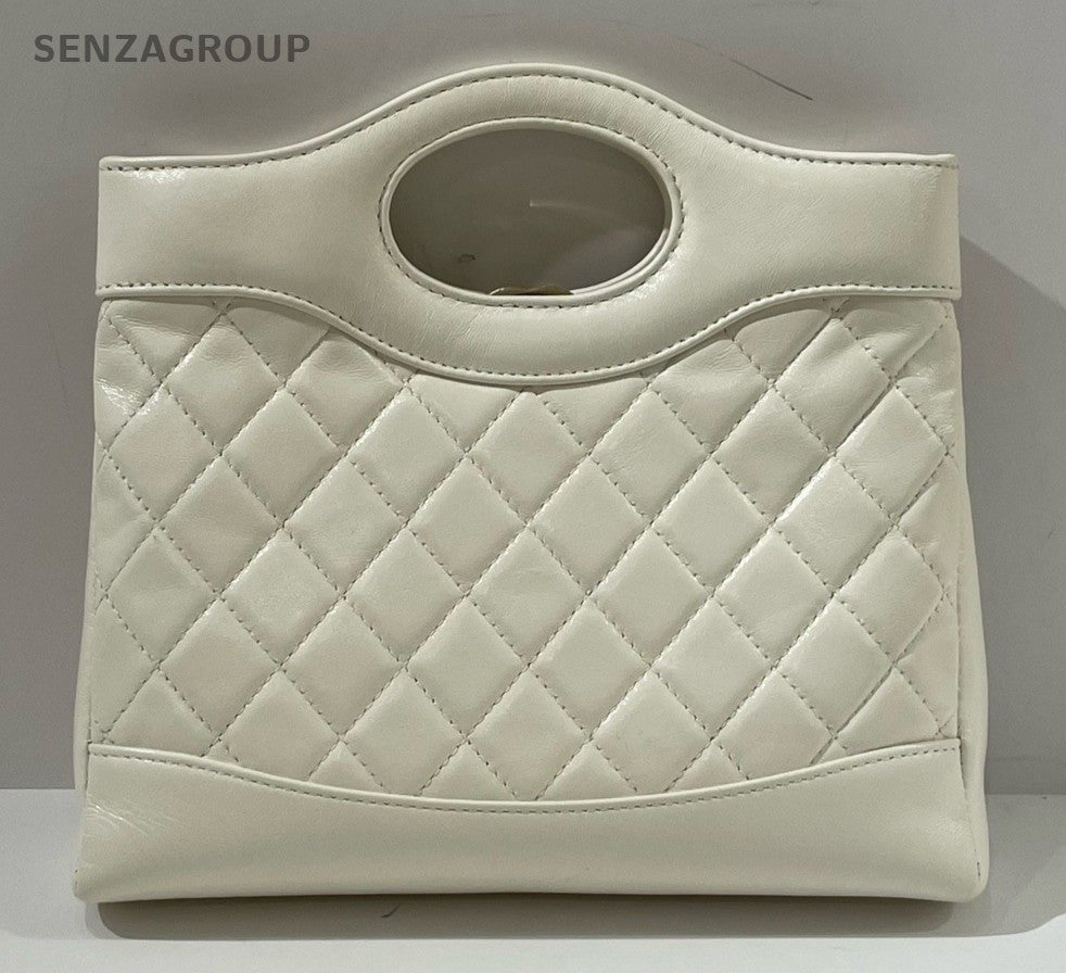 Chanel 31Bag Mini Calfskin Chain Shoulder Bag Crossbody White Gold Diamond Women