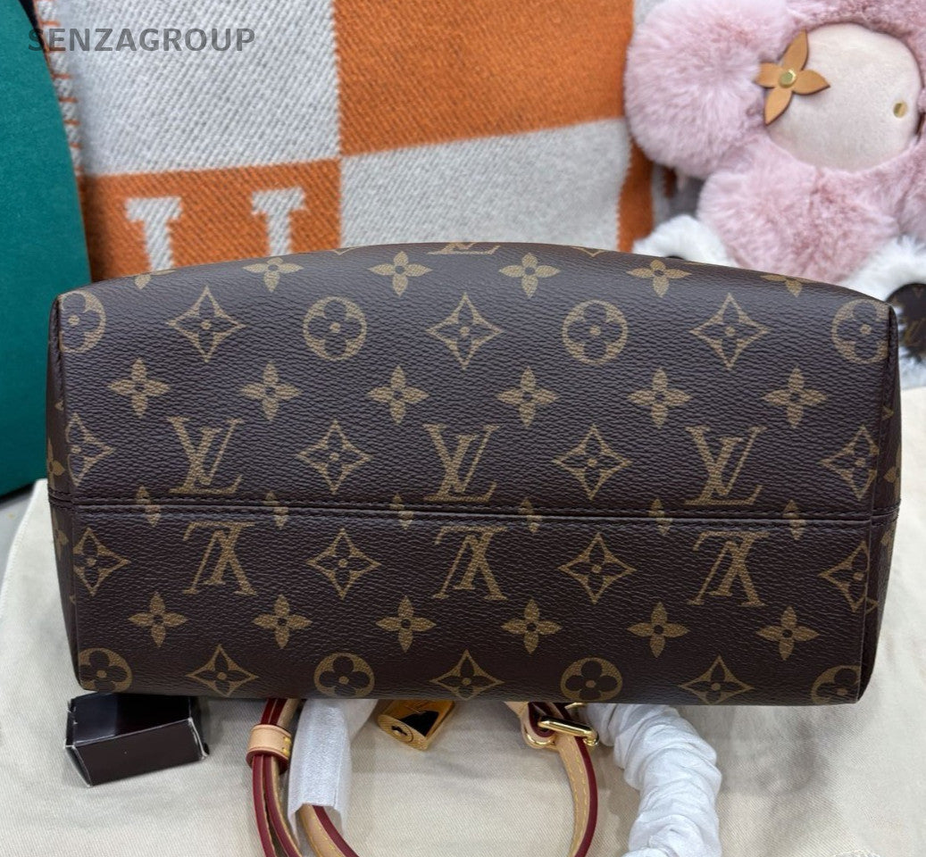 Louis Vuitton Monogram 2Way Top Handle Bag Crossbody Brown Gold Women Classic
