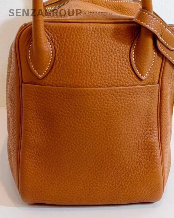 Hermes lindy30 Calfskin Hand bag Shoulder Bag Brown Silver Used Women Classic