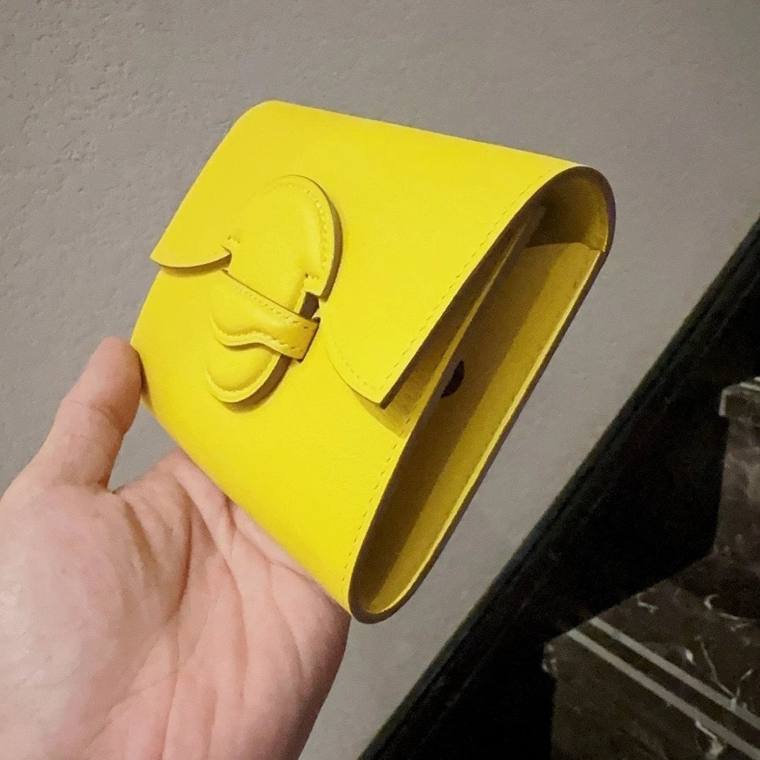 Hermes Women Lemon Yellow Togo Goat Leather Clutch Short Wallet