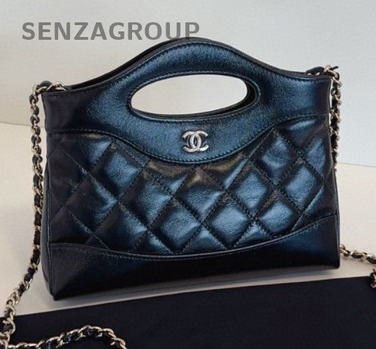 Chanel 24C Mini Top Handle Bag Chain Crossbody Black Gold Women Classic Fashion