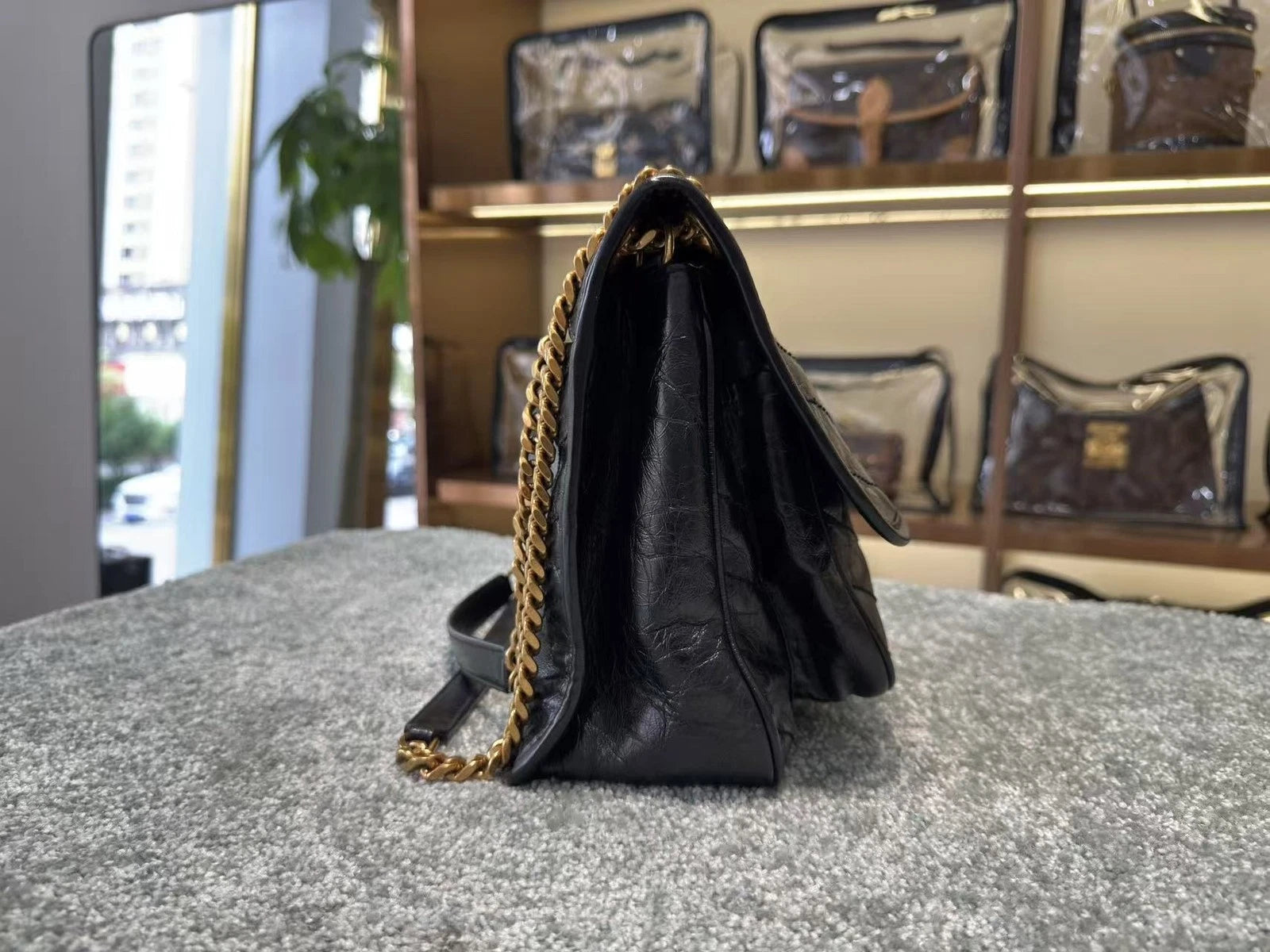 Authentic 99 New YSL NIKI D-Buckle Leather Shoulder Bag For Women