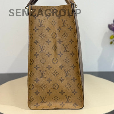 Louis Vuitton OnTheGo GM Tote Bag Brown Gold Hardware Classic Women