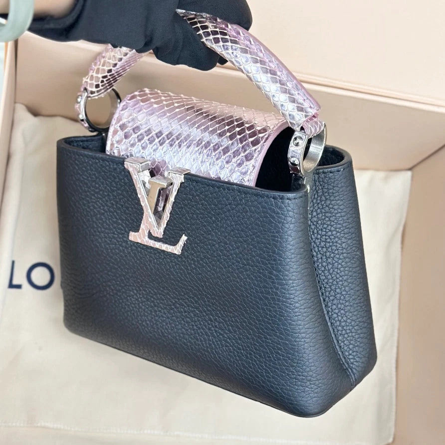 Louis Vuitton Capucines Mini Snakeskin Calfskin Top Handle Crossbody Bag Women S