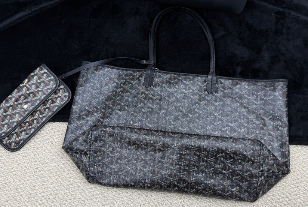 Goyard Tote MM Top Handle Shoulder Bag with Pouch Women Black.