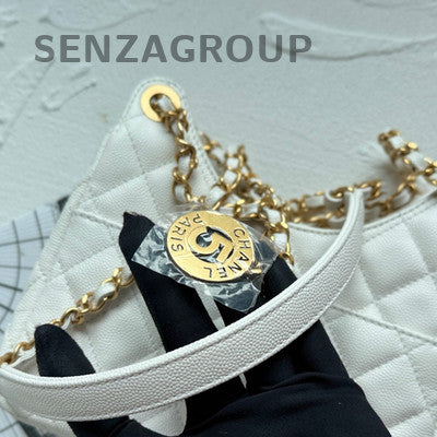 Chanel Small White Quilted Chain Crossbody Bag Gold Hardware