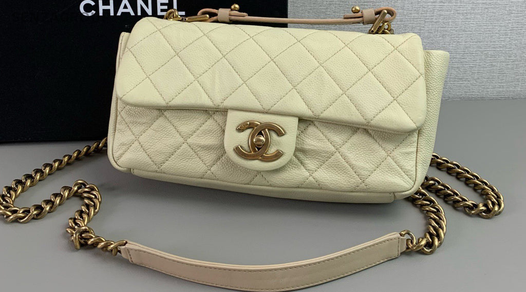 Chanel Classic Flap Ivory white Chain Shoulder bag Women Classic