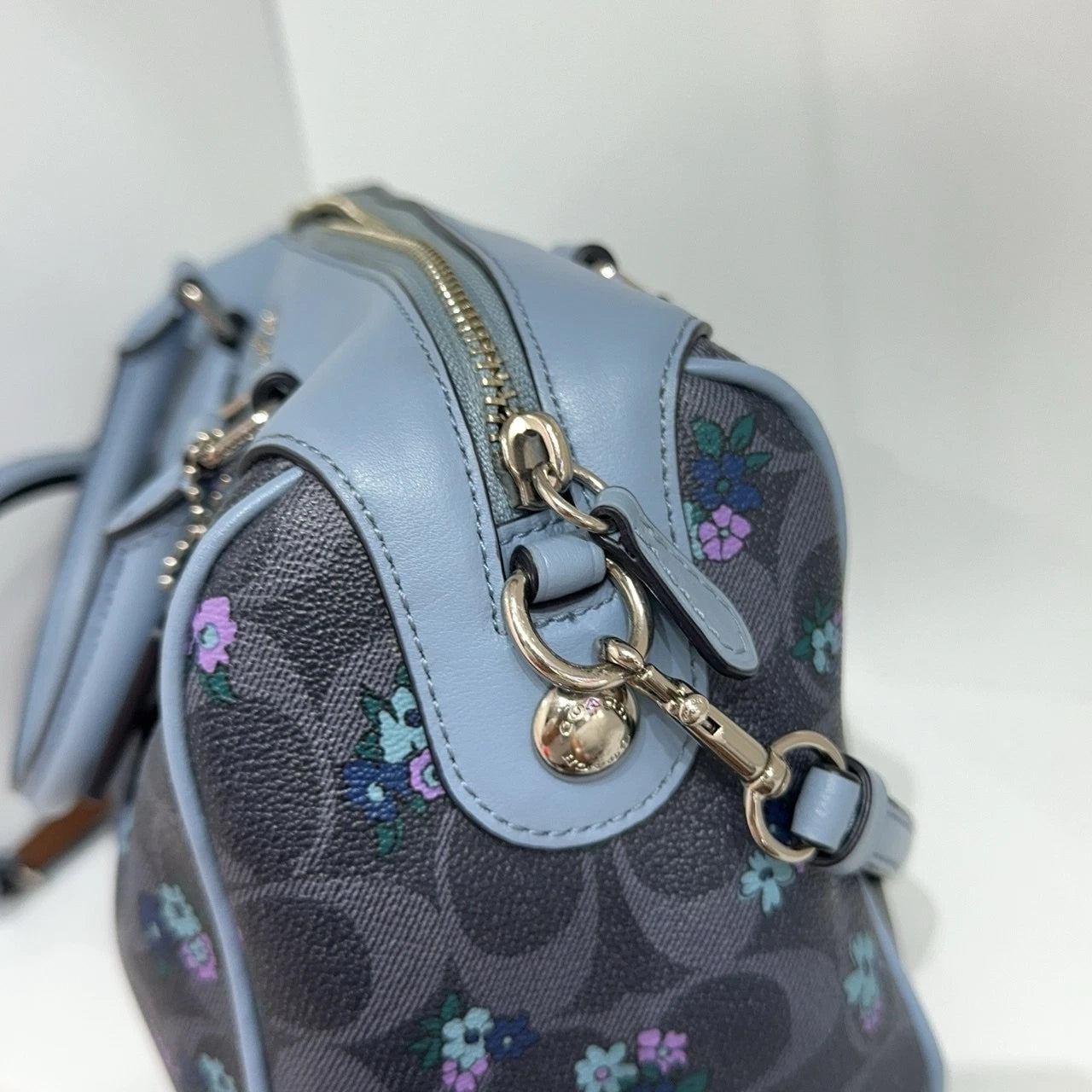 Coach Floral Print Colorblock Boston Handbag Crossbody Bag For Women
