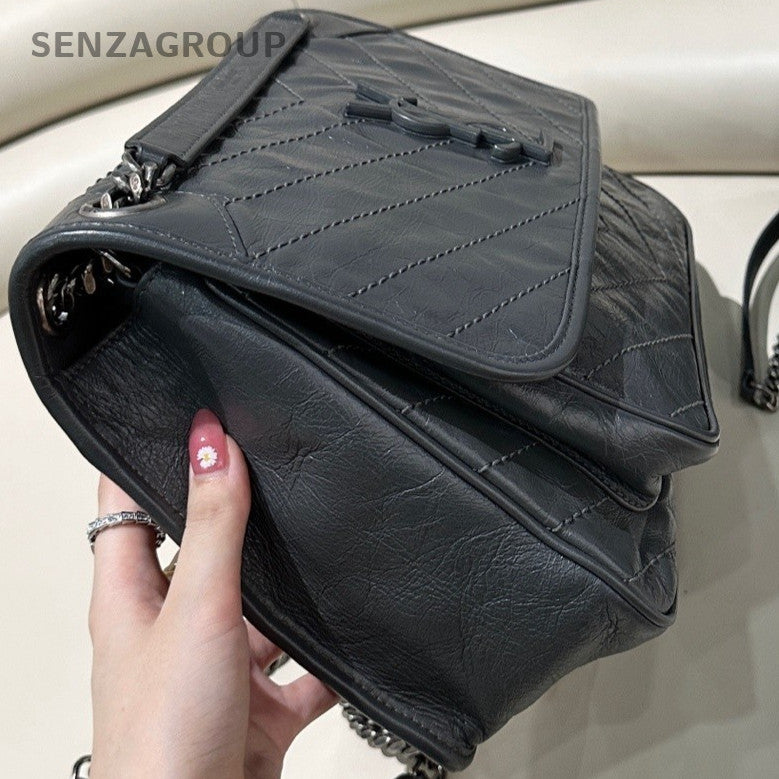 YSL Saint Lauren niki MM Shoulder Crossbody Bag Black Women Almost Brand New