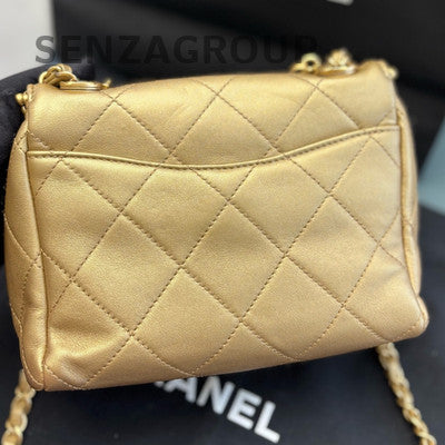 Chanel Quilted Chain Shoulder Crossbody Bag Red Gold Women's Fashion