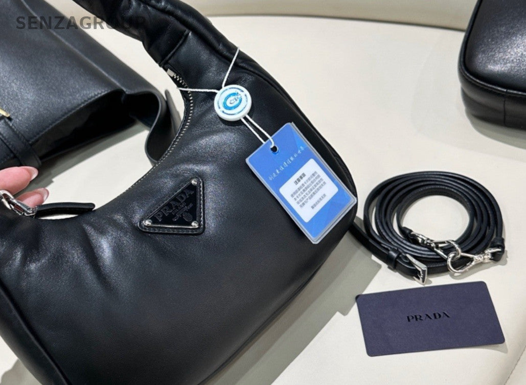 Prada Lambskin Leather Shoulder Underarm Bag Women Almost Brand new