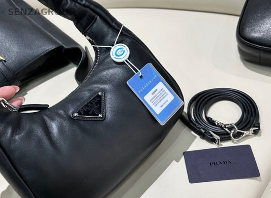 Prada Lambskin Leather Shoulder Underarm Bag Women Almost Brand new