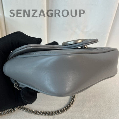 Gucci Mini Marmont Bag in Grey Silver Chain Shoulder Crossbody Classic