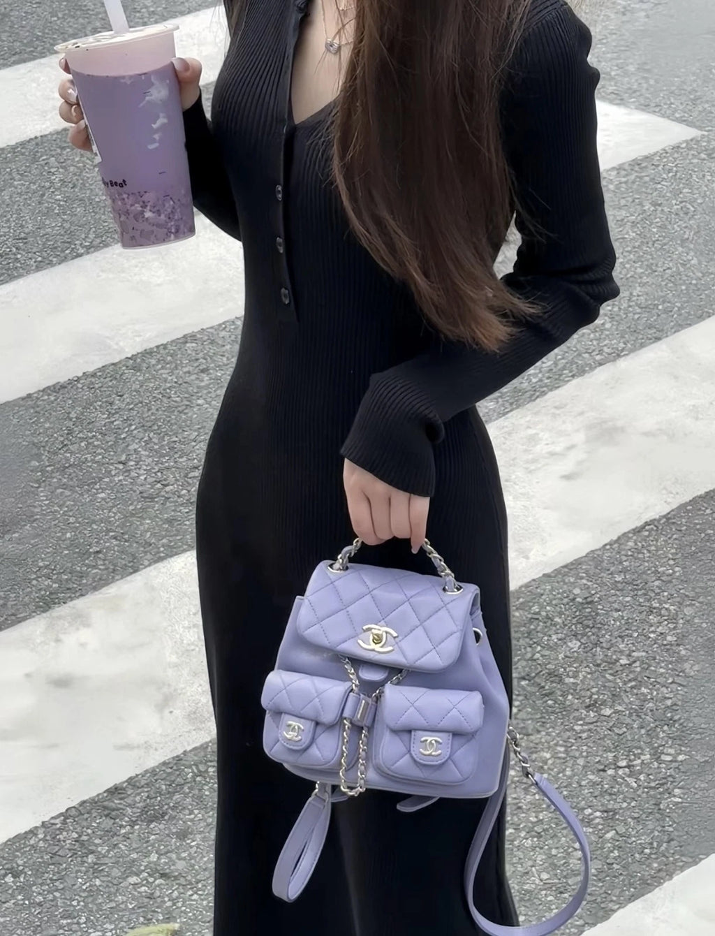 CHANEL Purple Leather Small Duma Backpack For Women