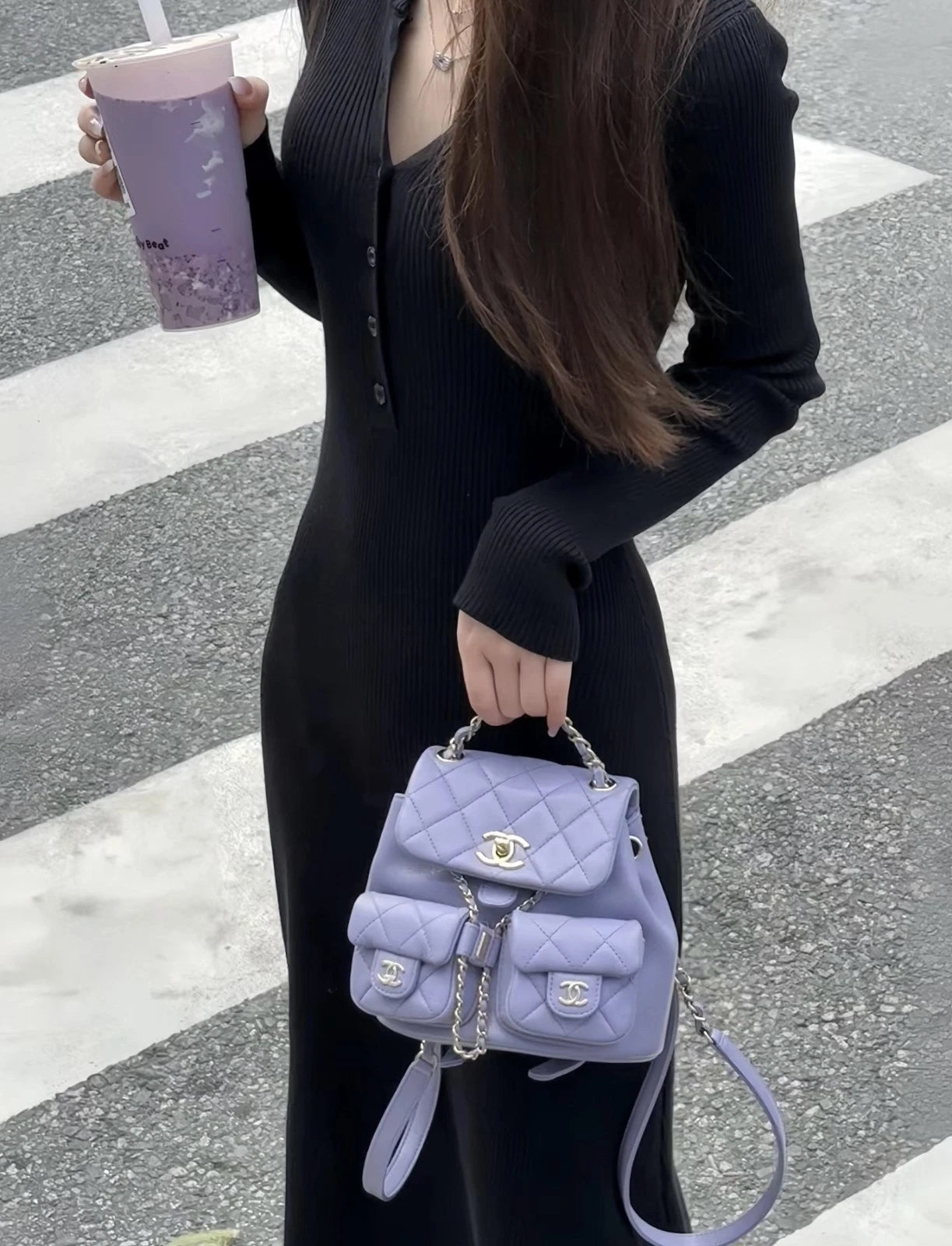 CHANEL Purple Leather Small Duma Backpack For Women
