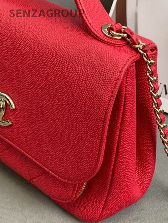 Chanel Calfskin Chain 2Way Shoulder Bag Crossbody Red Gold Women Classic