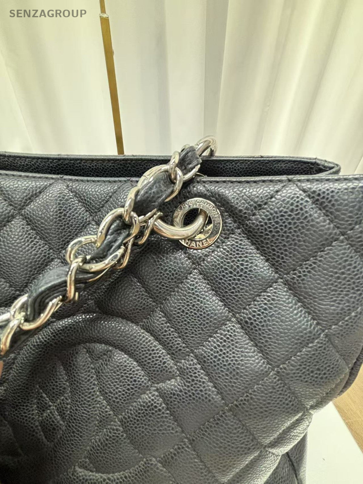 CHANEL Black Silver MatelasseChain GST  Shoulder Bag Tote