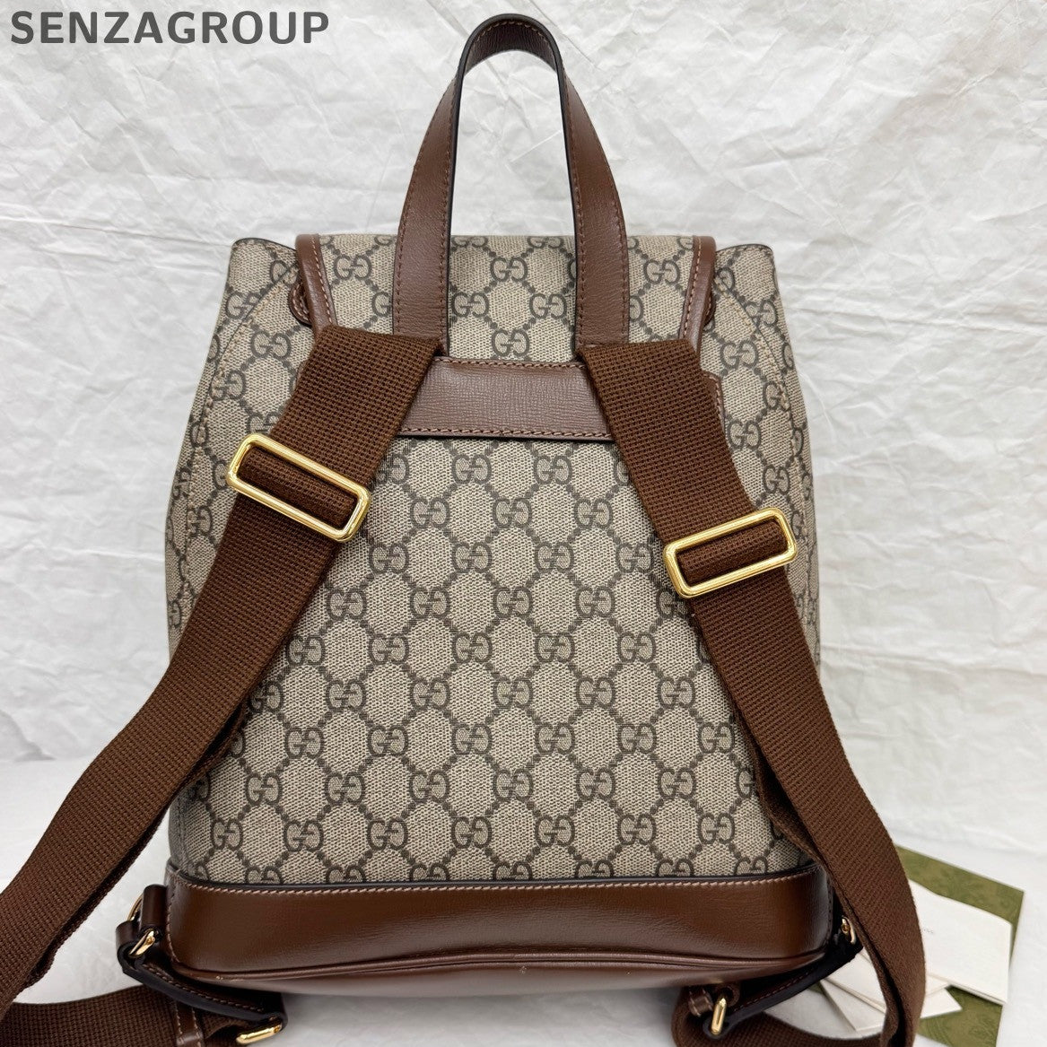 Gucci GG Supreme Backpack Brown Beige Retro Unisex Rucksack