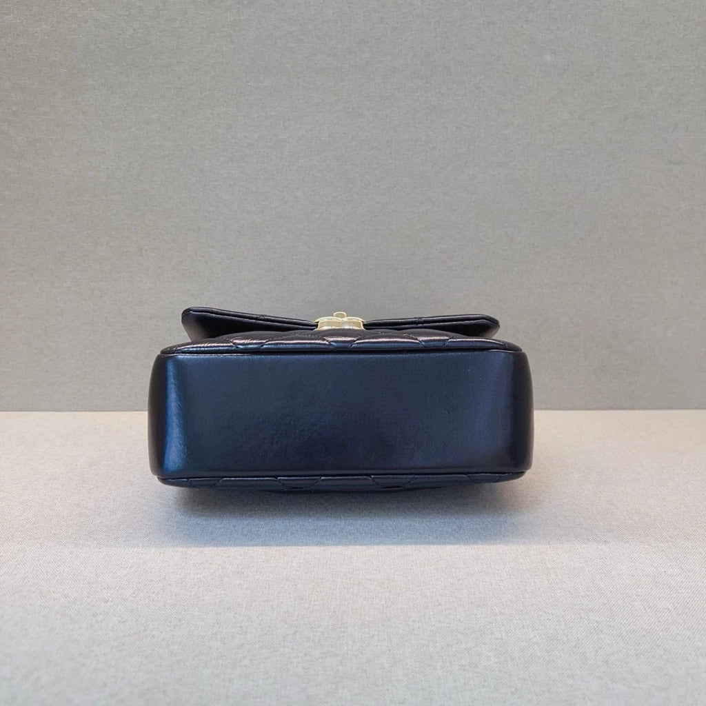 CHANEL Black Leather Handle Crossbody Bag For Women