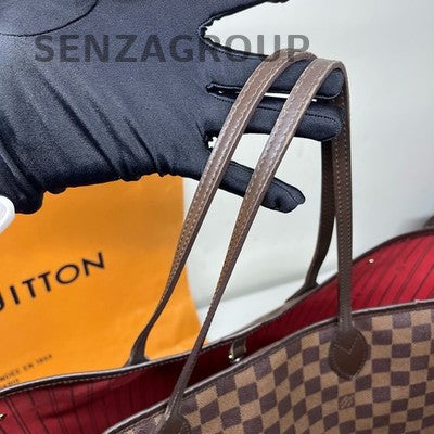 Louis Vuitton Damier Ebene Neverfull Tote Bag Brown Shoulder Bag Women Classic