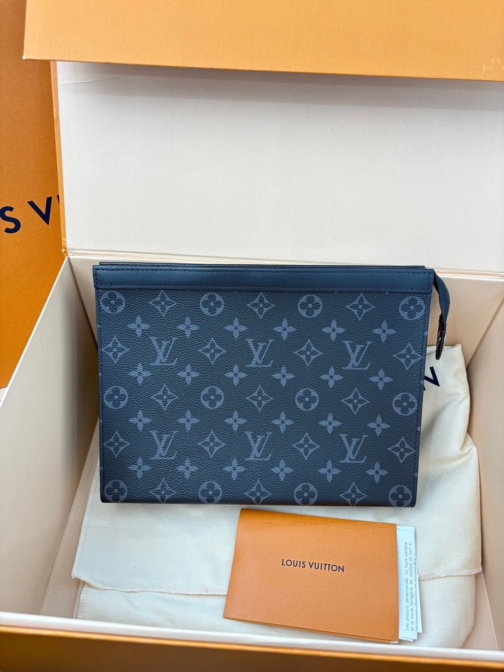 Louis Vuitton Black Monogram Canvas Clutch Pouch For Women