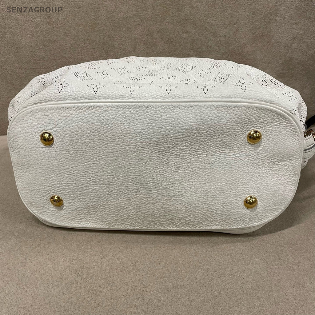 Louis Vuitton Mahina Monogram Top Handle Bag White Gold Women Classic