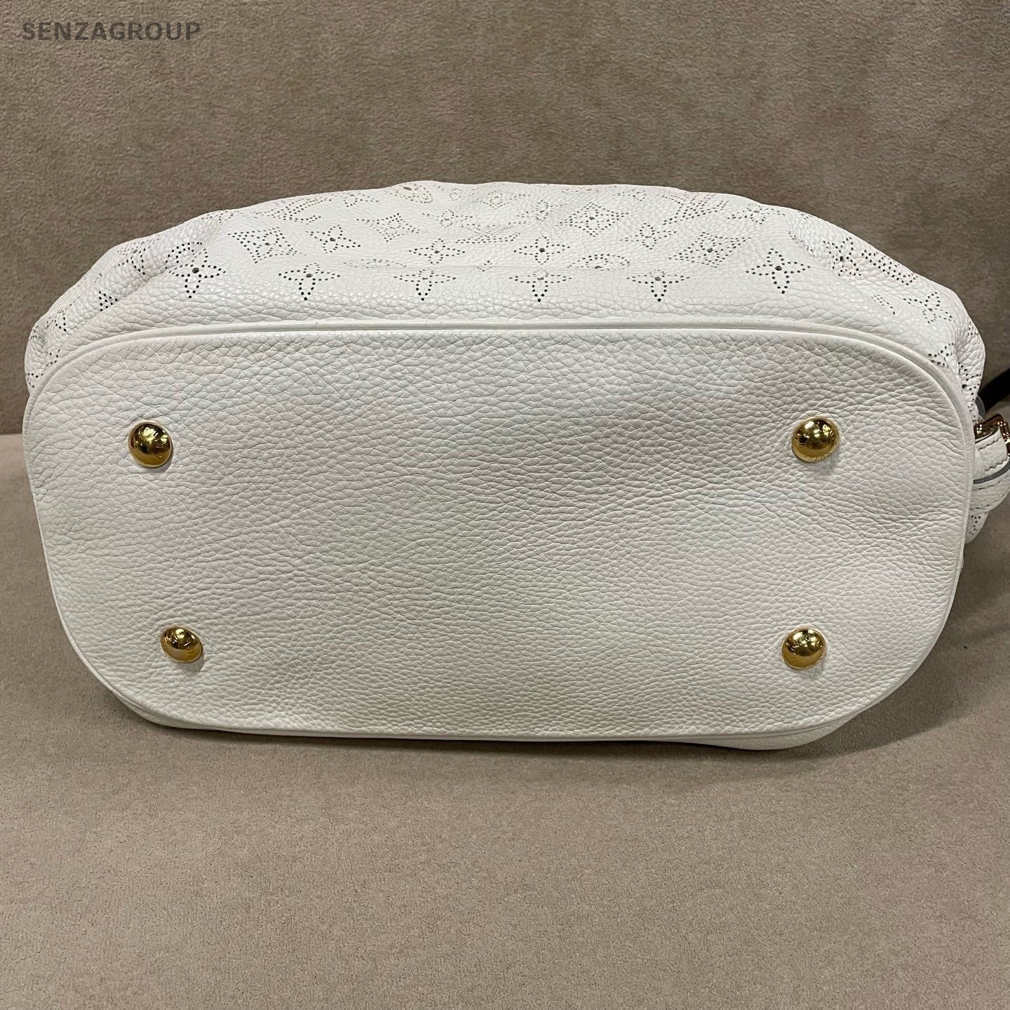 Louis Vuitton Mahina Monogram Top Handle Bag White Gold Women Classic