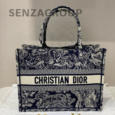 Dior Book Tote Blue Embroidered Medium Tote Bag - Classic & Stylish