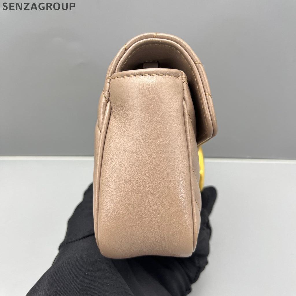 Gucci Marmont Mini Chain Crossbody Bag Beige Gold Hardware Classic Women