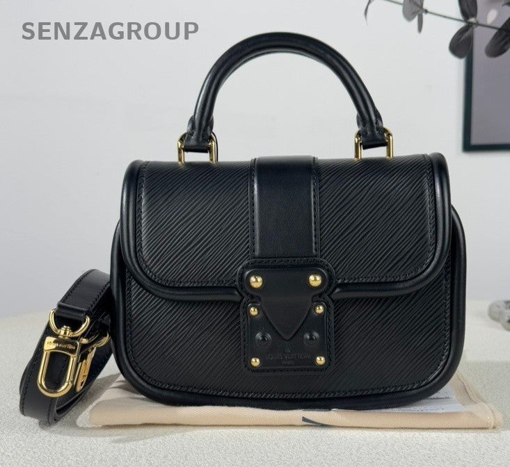 Louis Vuitton Epi Leather Messenger Bag Crossbody Top Handle Bag Women Black
