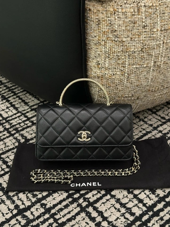 CHANEL Women's Leather Top Handle WOC Crossbody Bag
