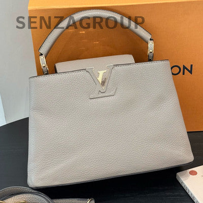 Louis Vuitton Capucines BB Grey Gold Hardware Handbag Women's Fashion