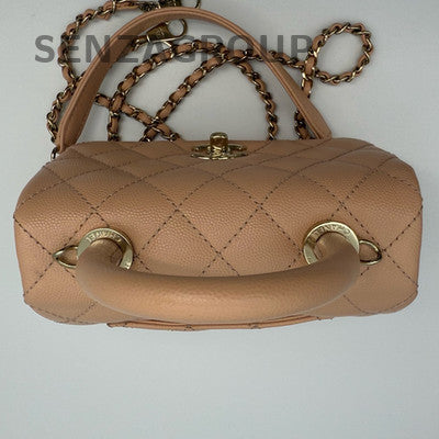 Chanel Coco Handle Small Pink Gold Hardware Calfskin Quilted Bag