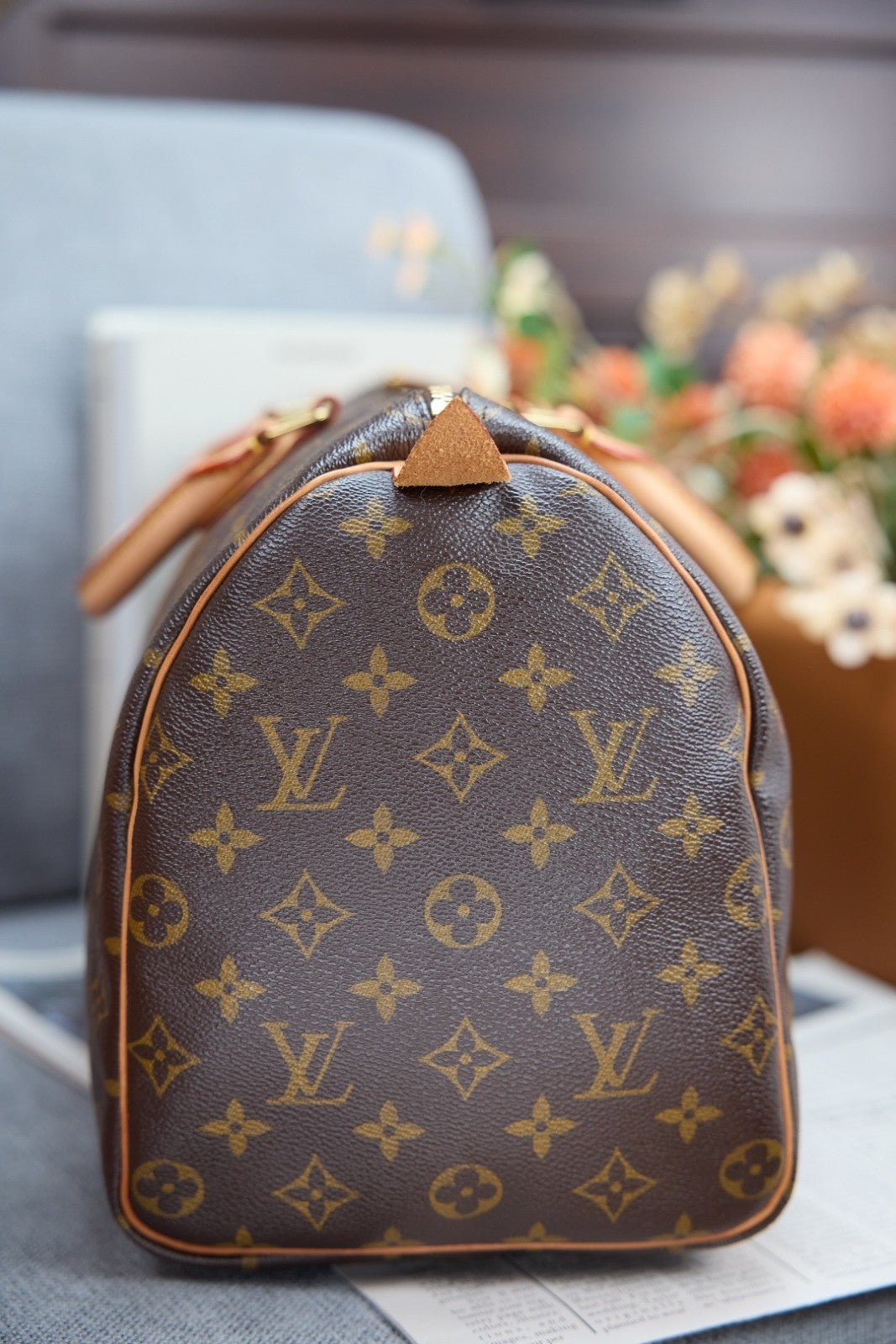 Louis Vuitton Speedy35 Monogram Top Handle Handbag Women Brown