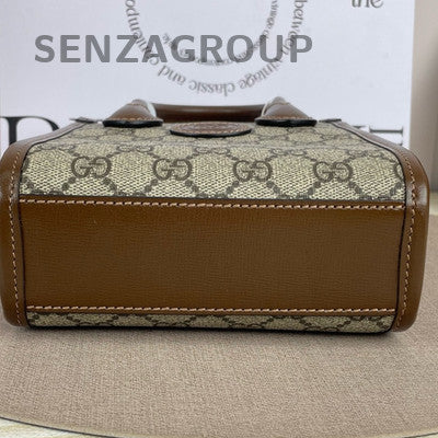Gucci GG Retro Brown Mini Tote Crossbody Shoulder Bag for Women