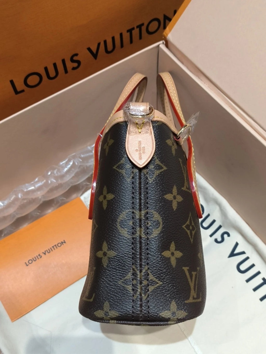 Louis Vuitton Neverfull BB Beige Shoulder Tote Bag For Women