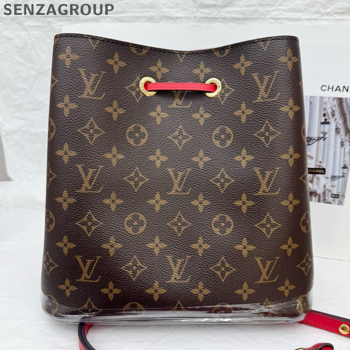 Louis Vuitton Monogram Bucket Bag Brown Red Women's Classic