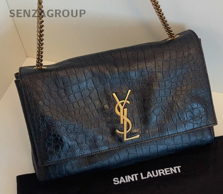 YSL Saint Laurent Kate Double-sided design Alligator pattern Shoulder bag Chain