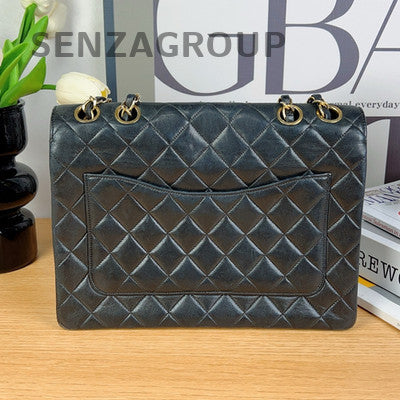 Chanel Classic Quilted Black Gold Chain Shoulder Bag Vintage