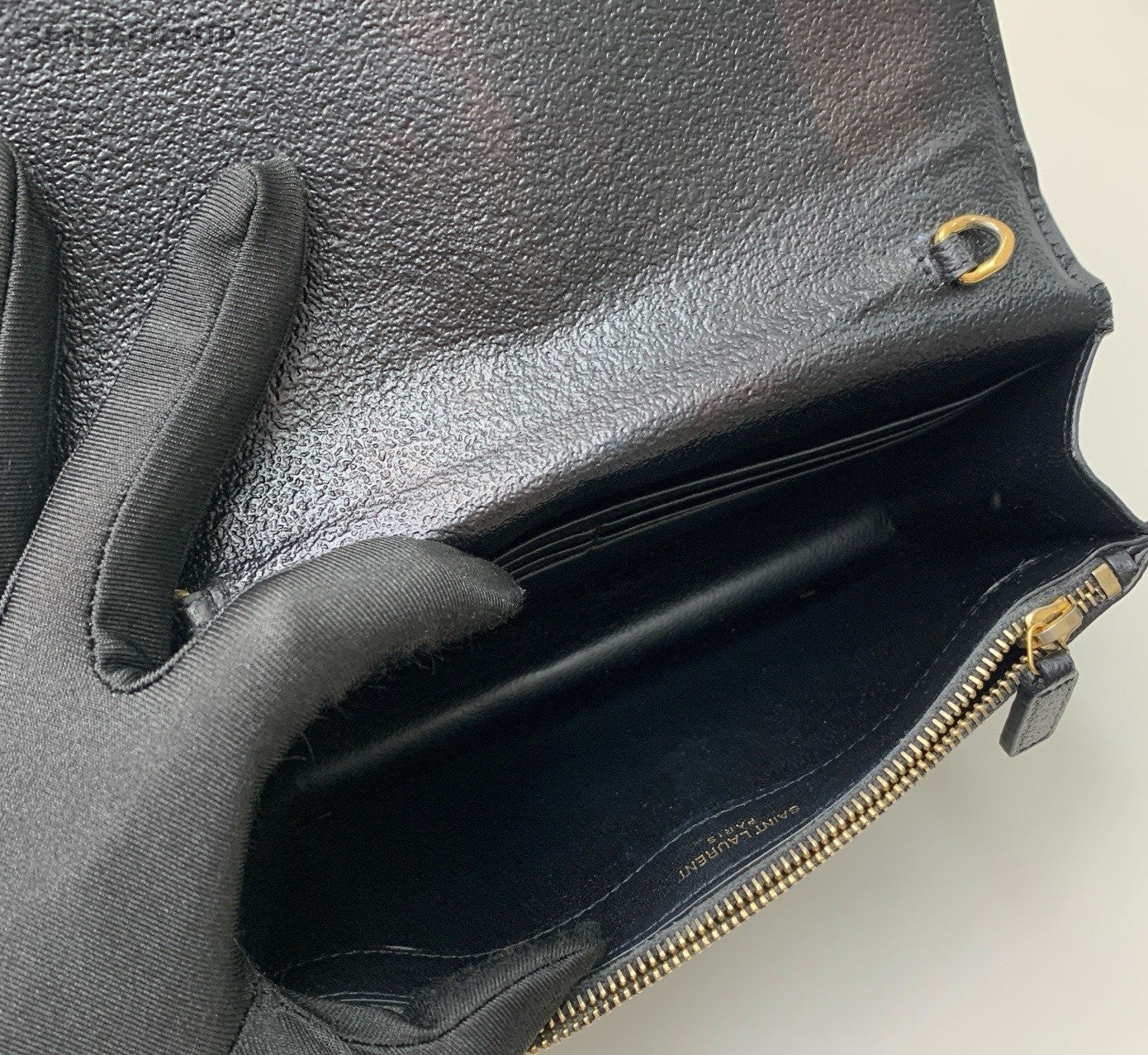 Saint Laurent Kate Chain Tassel Shoulder Bag Crossbody Black Gold Women Classic