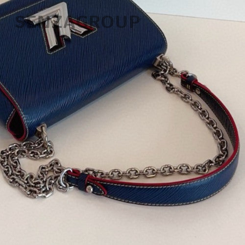 Louis Vuitton Twist MM Epi Chain Shoulder Bag Blue Silver Women Classic